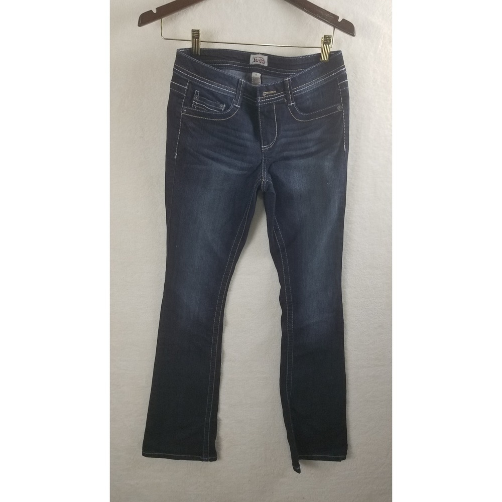 Mudd Women's Jeans Size 7 Dark Wash‎ Bootcut Stretch Denim White Stitching